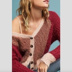 Anthropologie Colorblock Eyelash Cardigan NWT